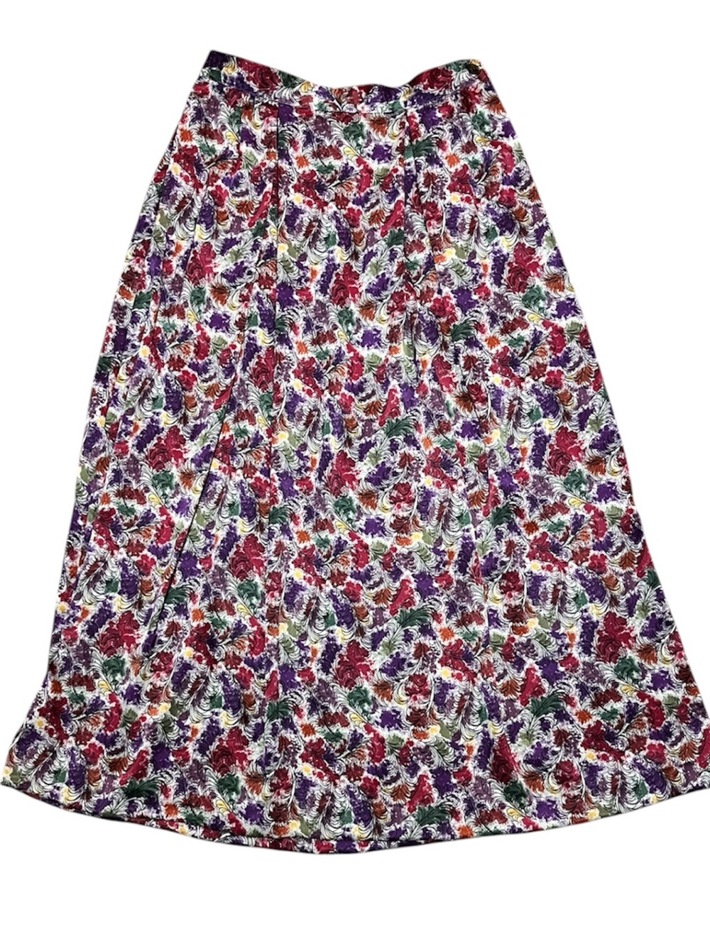 Vintage 1980s multicolored feather print maxi skirt